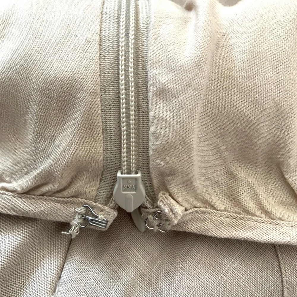 Isabella Bird Tan Panel Tan Beige Linen Lagenlook A-Line Skirt Size 12 - Picture 10 of 14